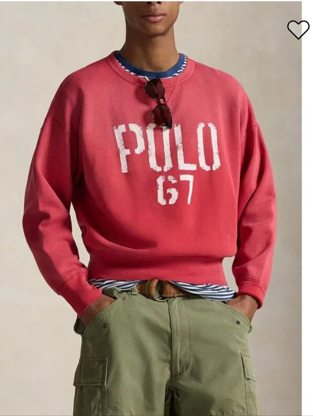 Polo by Ralph Lauren Men's Pinted  Coral-Red Crewneck Sweatshirt Sz L $261